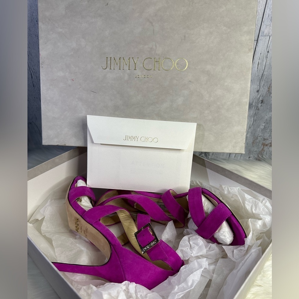 JIMMY CHOO lottie suede strap heels - Picture 13 of 16